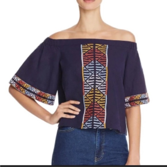 Piper by Townsen Boho Embroidered Off the Shoulder Top |Size XS  - Trapeze - Picture 1 of 6